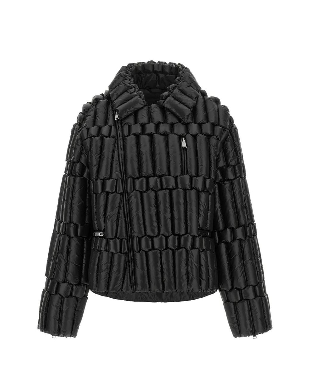 RAXXY Black 3D-Padded Asymmetric Down Jacket