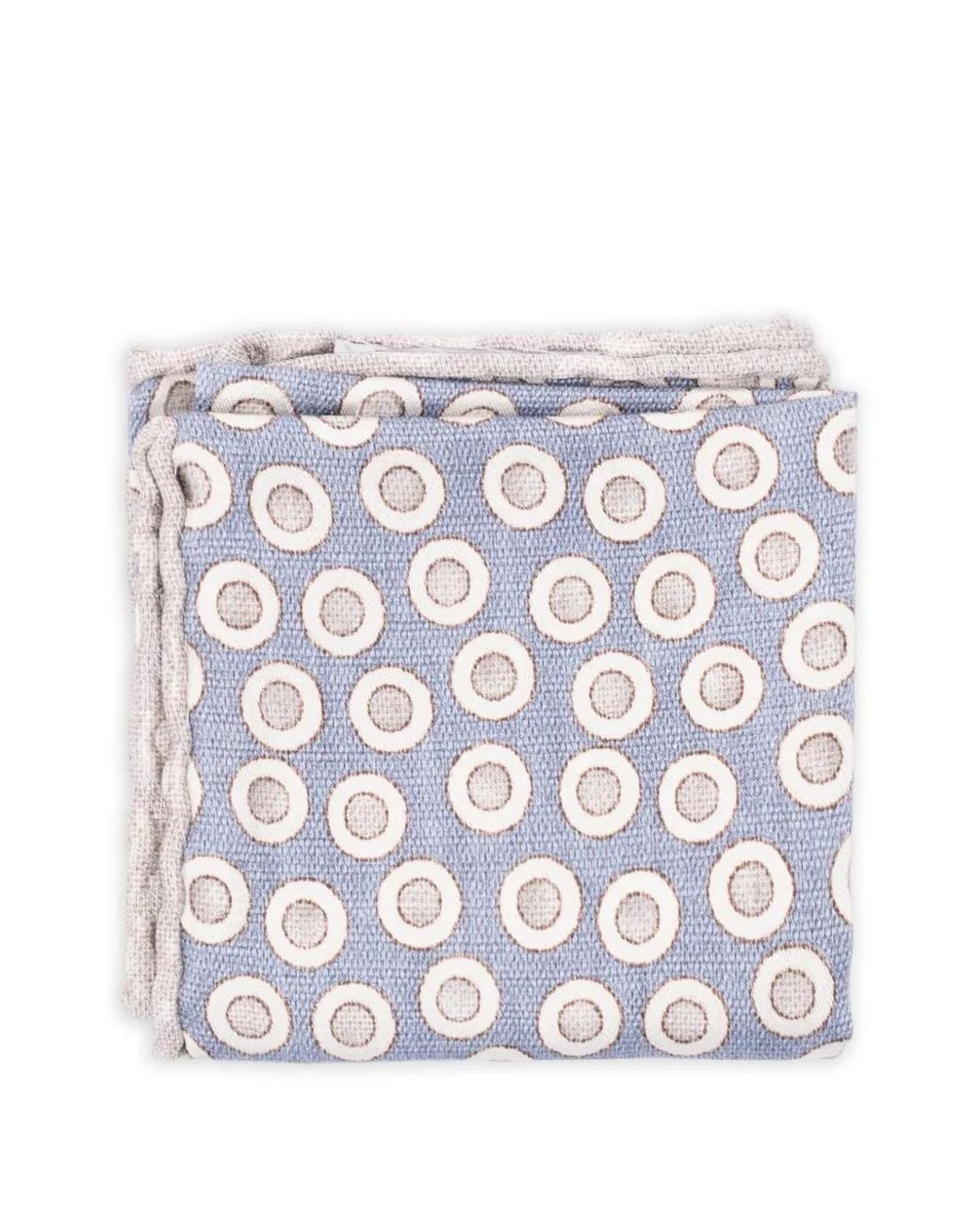 Brunello Cucinelli White Spotted Pattern Silk Pocket Square for men