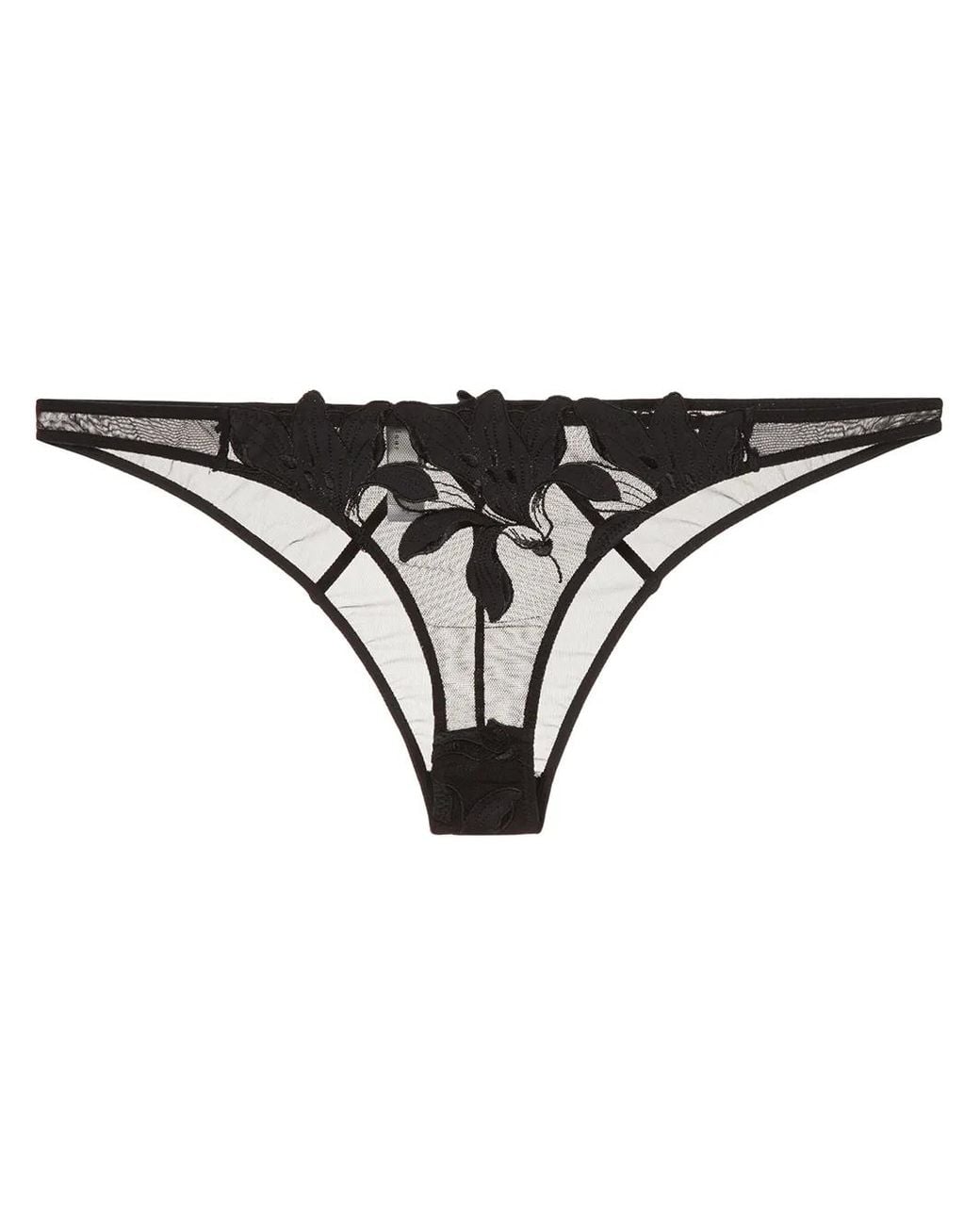 Fleur du Mal Black Lily Embroidered Cheeky