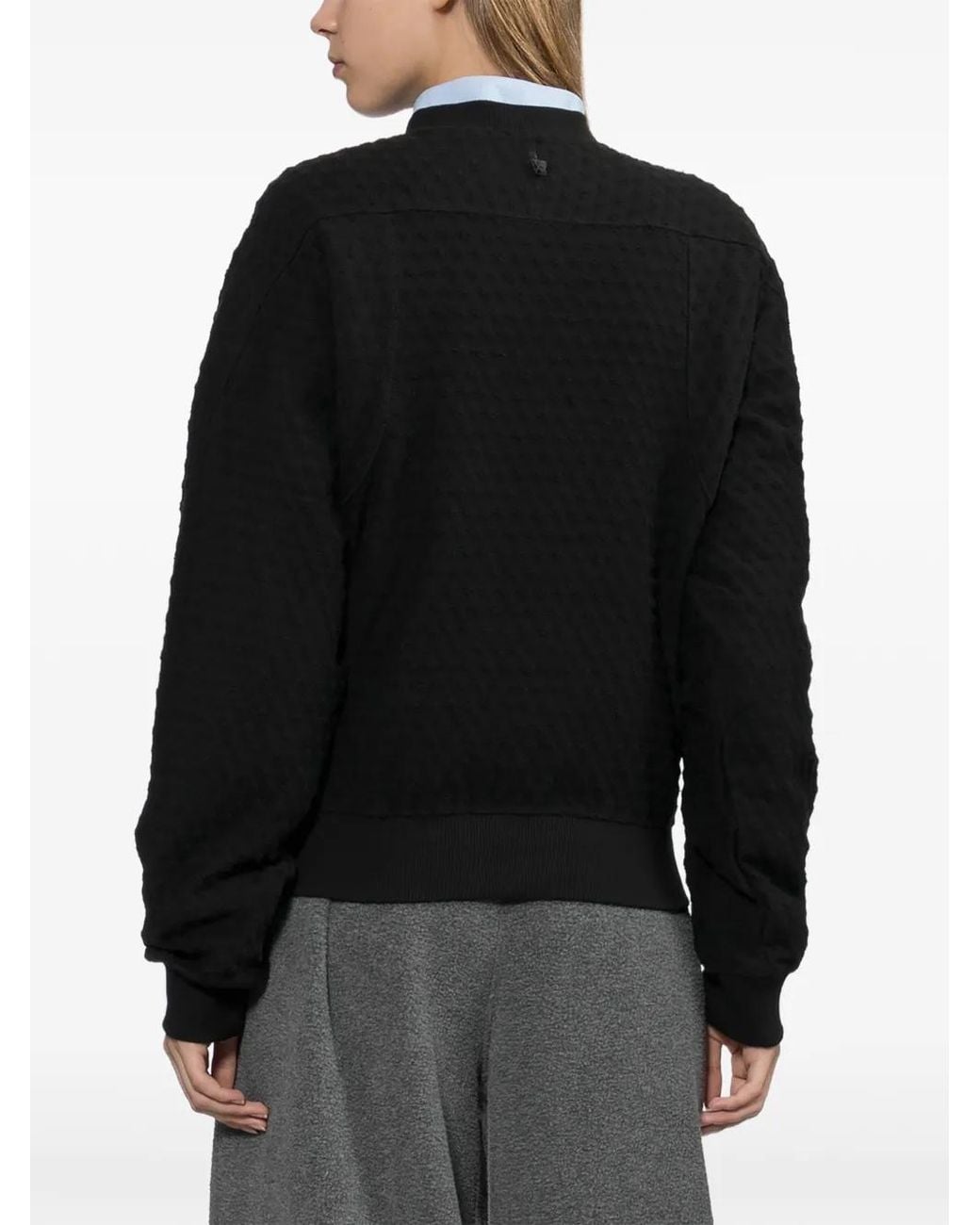 Adererror Black Crochet-Patch Textured-Finish Sweater