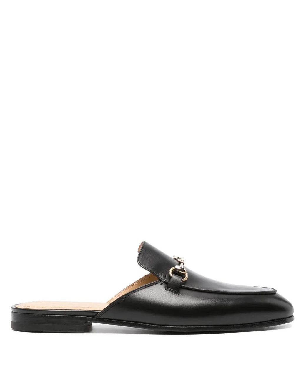 Scarosso Black Horsebit-Detail Leather Slippers for men