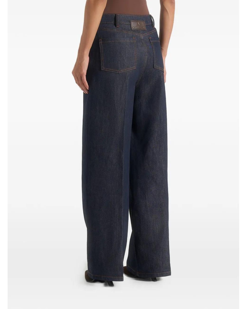 Manière De Voir Blue Astrid Wrapover Denim Wide Leg Jeans