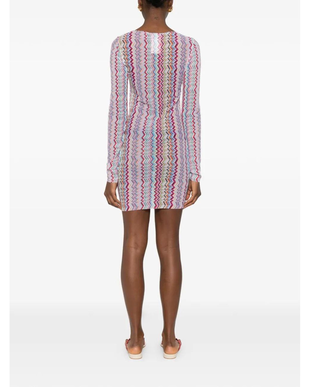 Missoni Pink Chevron-Pattern Mini Dress