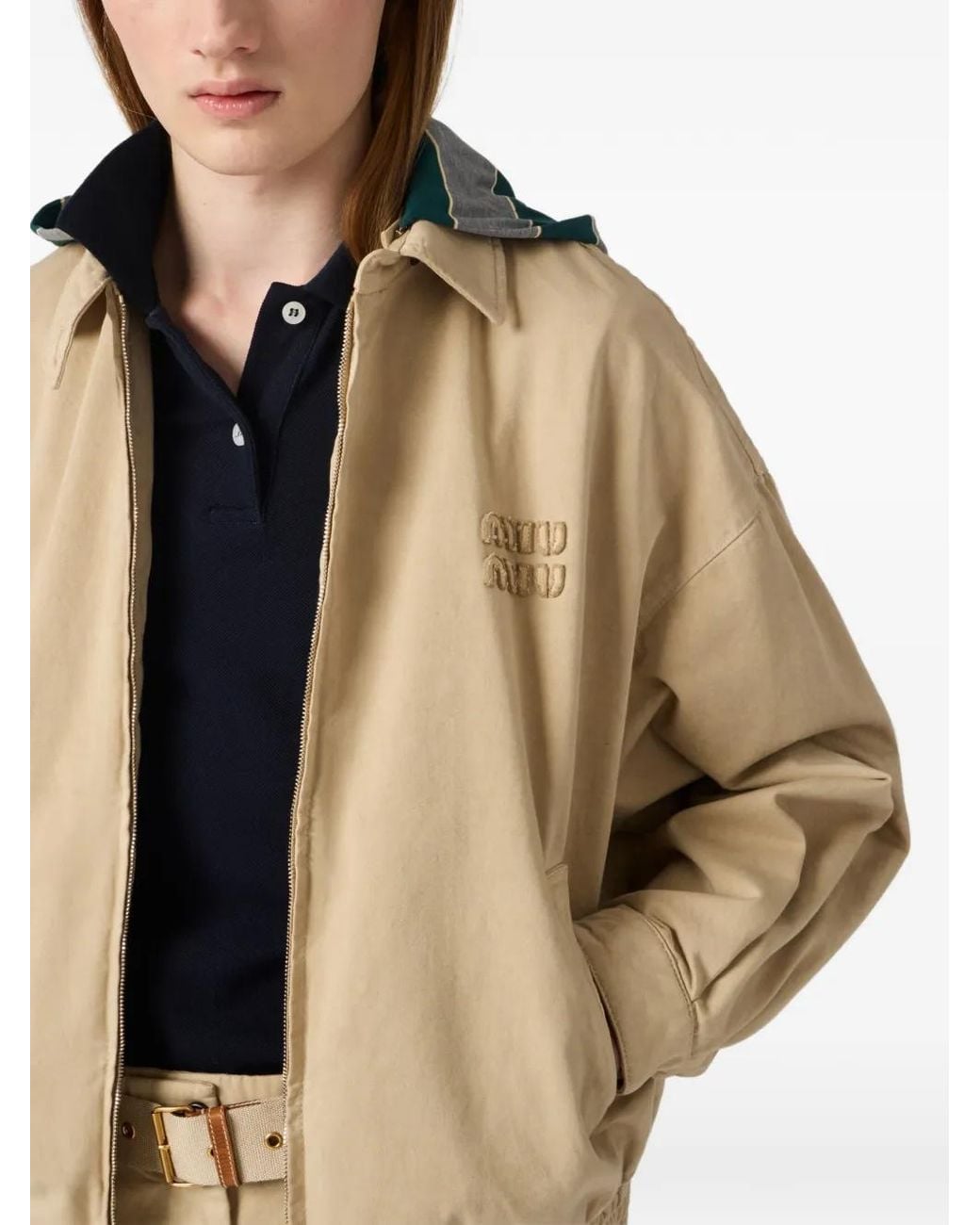 Miu Miu Natural Old Gabardine Blouson Jacket