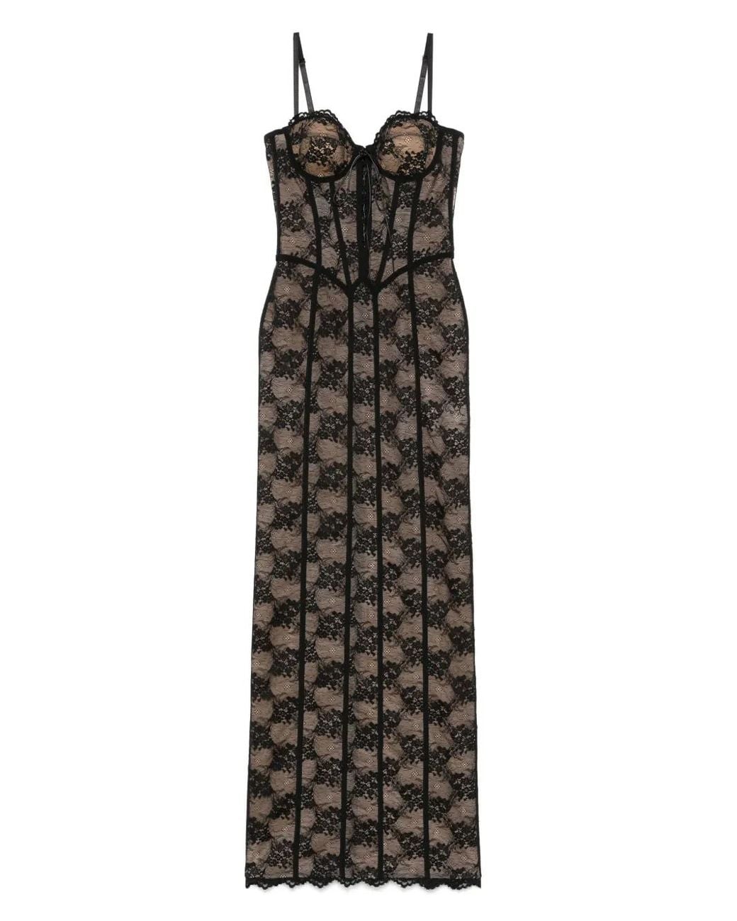 GIUSEPPE DI MORABITO Black Floral-Lace Gown