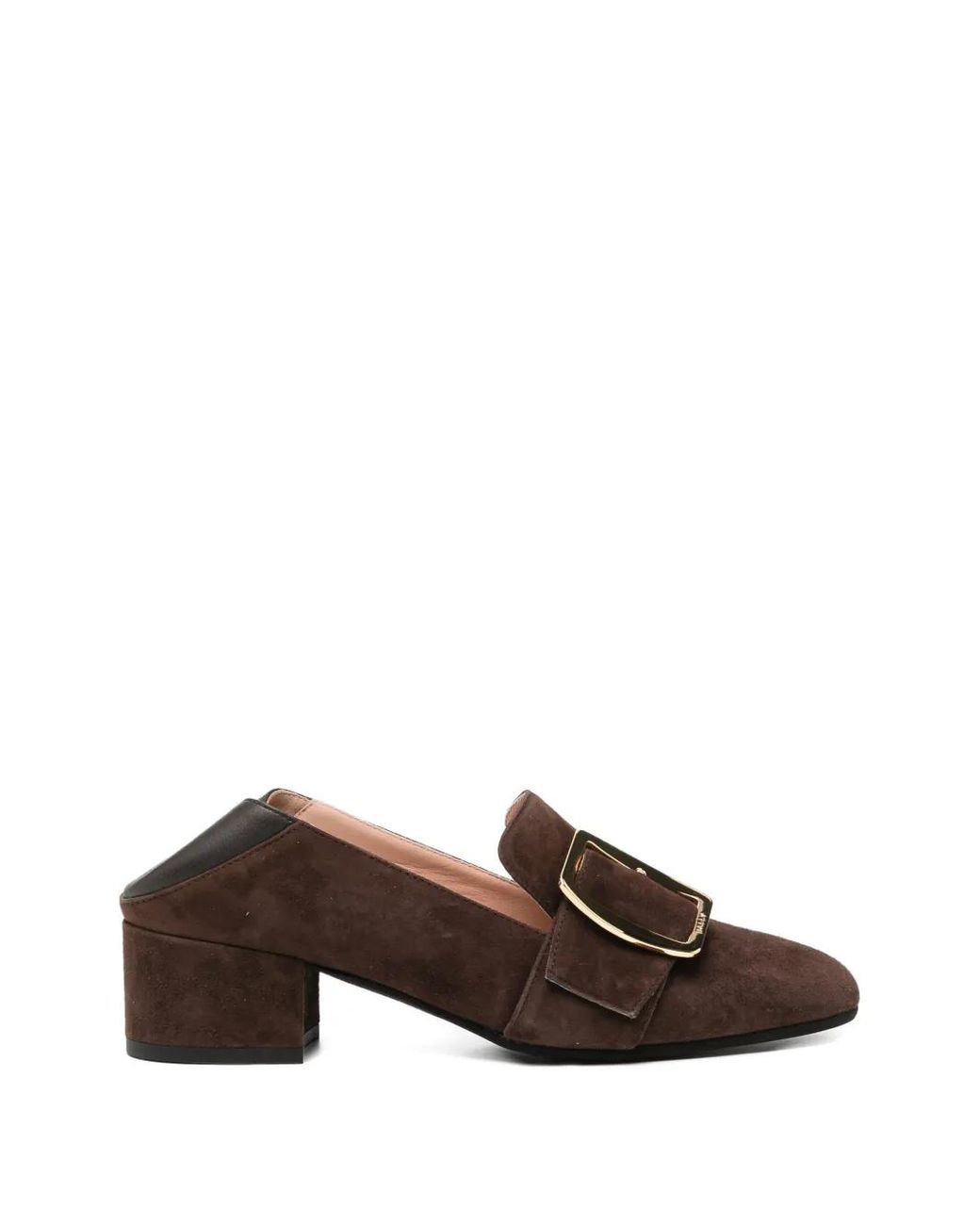 Bally Brown Buckle Court Pumps