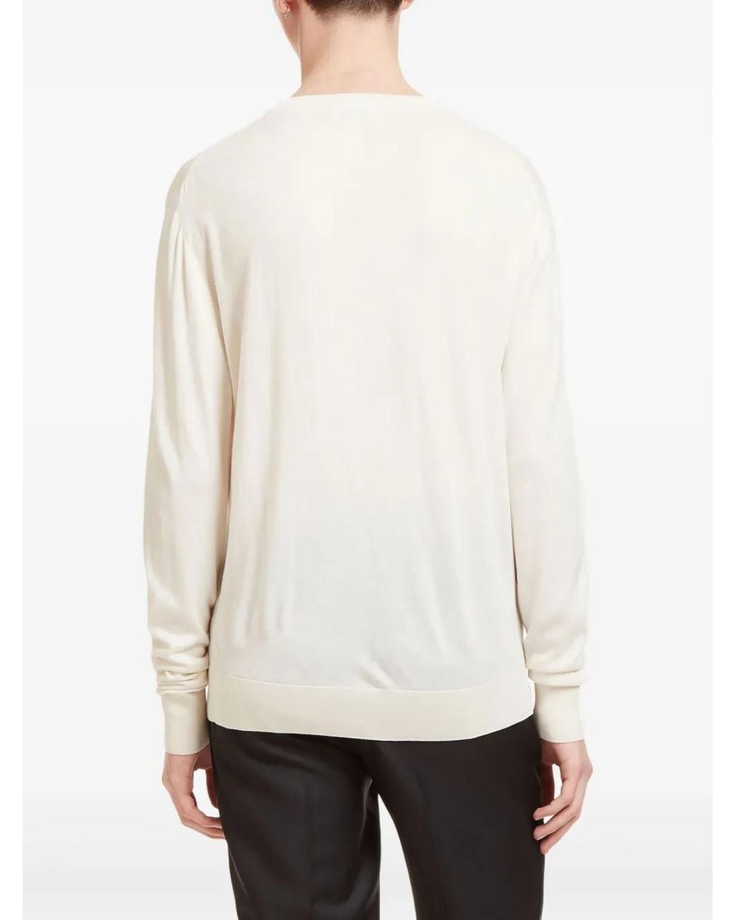Aiezen White Crew-Neck Knitted Sweater for men