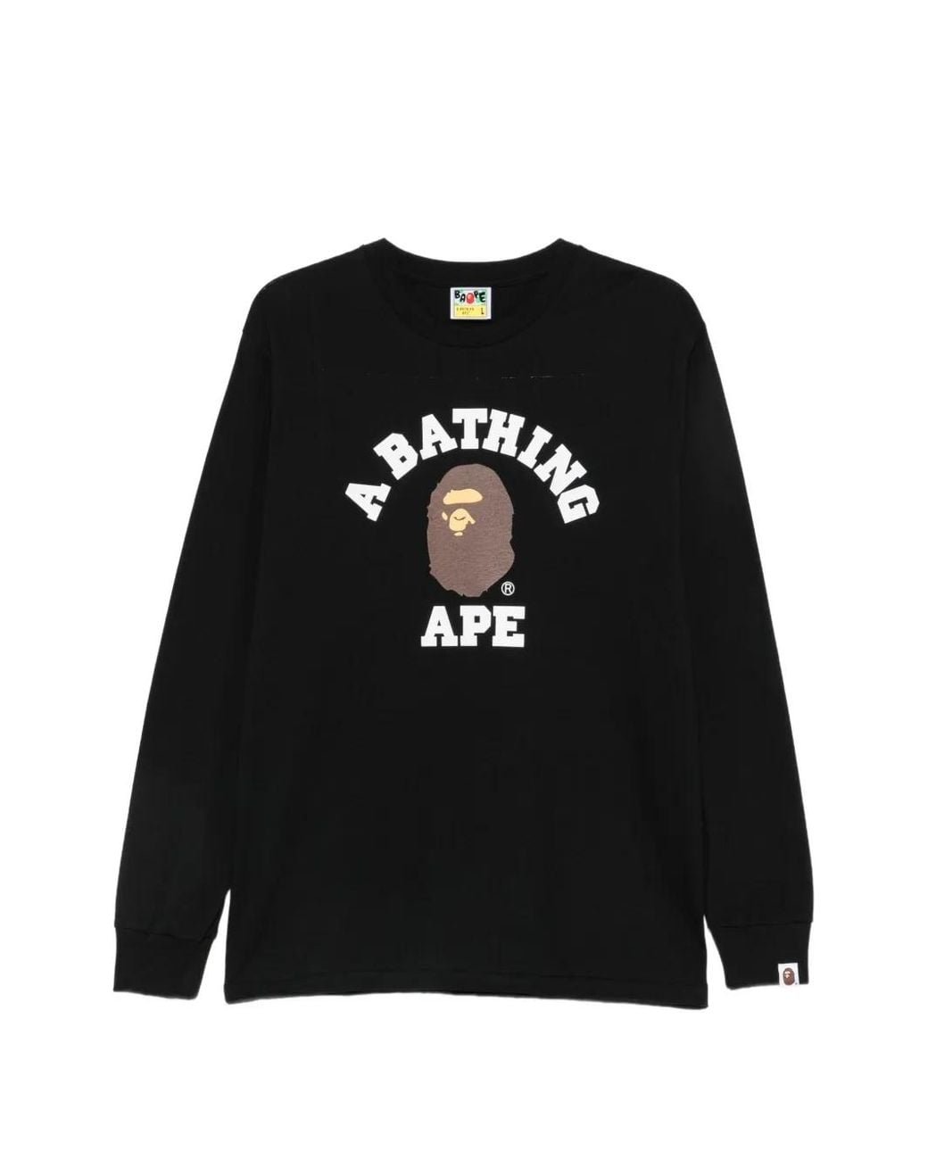 A Bathing Ape Black College Ape Head T-Shirt for men