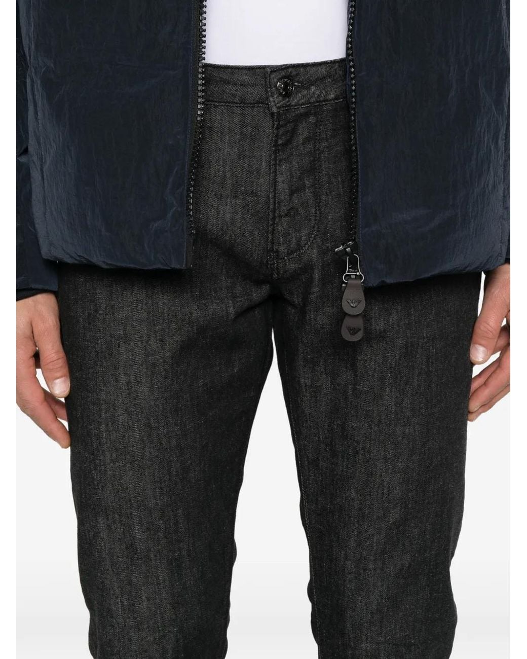 Emporio Armani Black Logo-Plaque Jeans for men