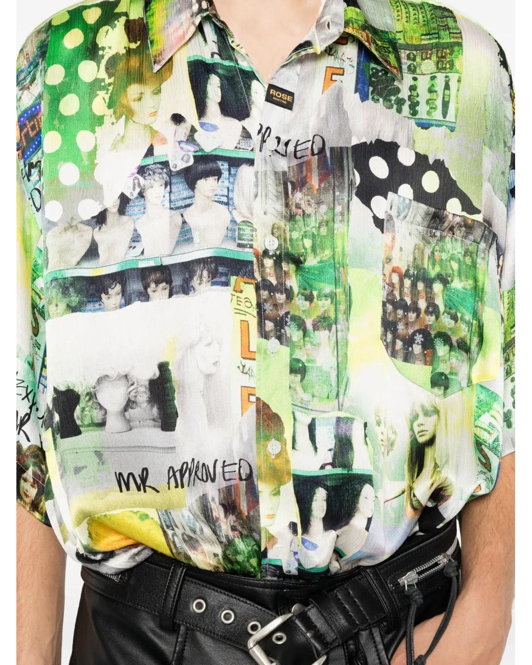 Martine Rose Green Boxy Wrap Shirt for men