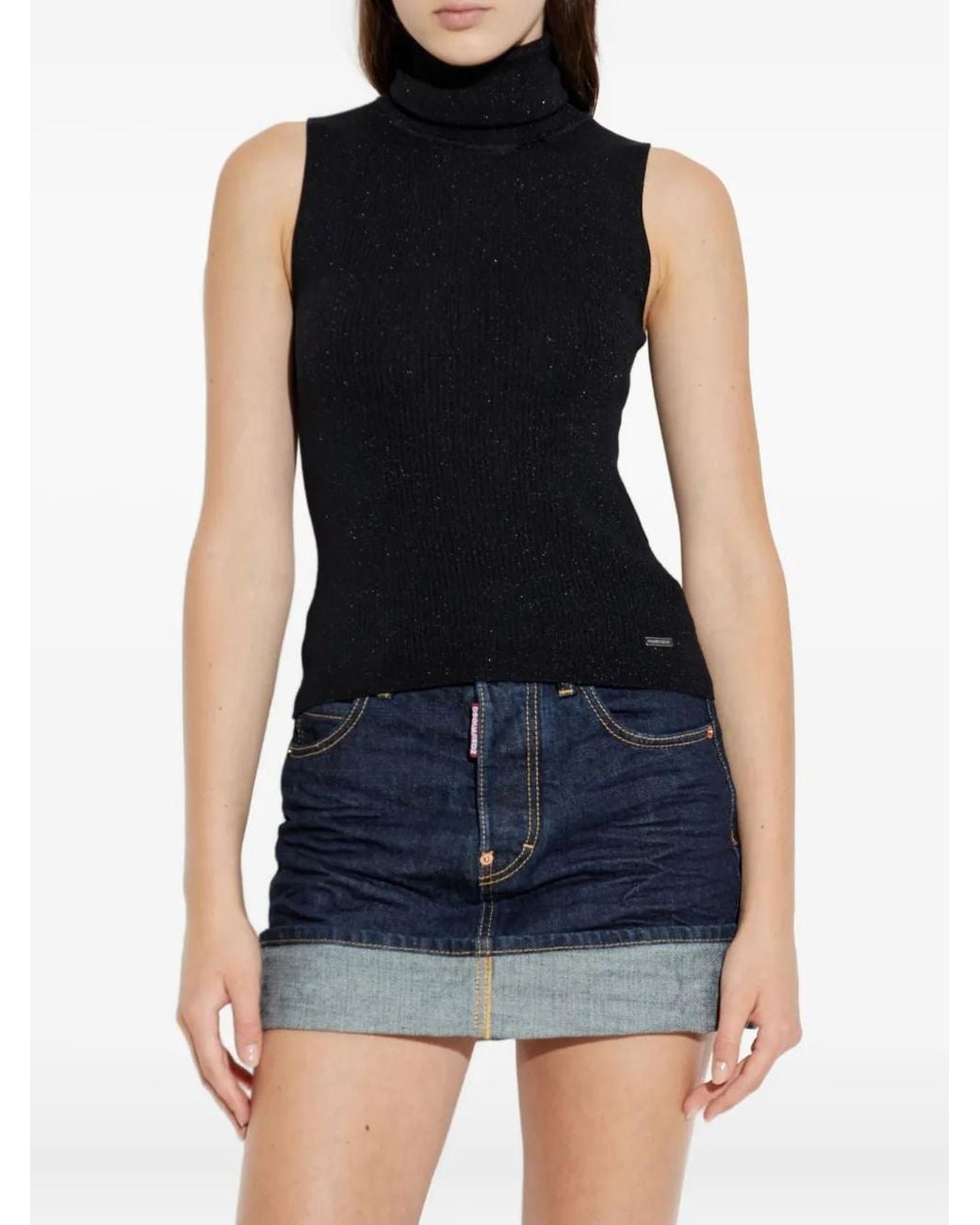 DSquared² Black Sleeveless Turtleneck Top