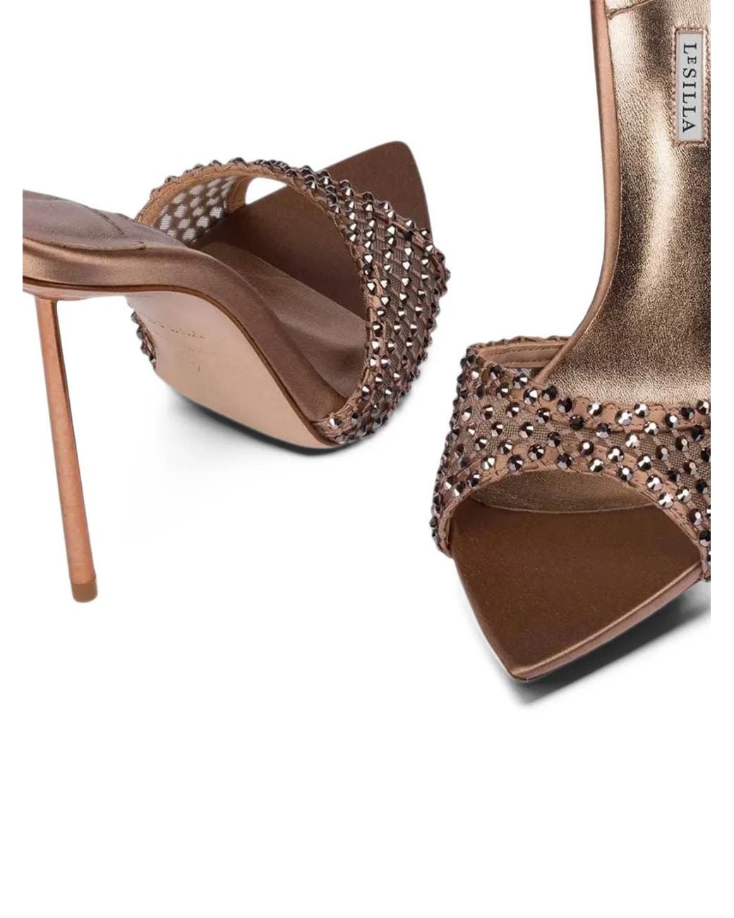 Le Silla Brown Gilda Crystal-Embellished Pointed-Toe Sandals