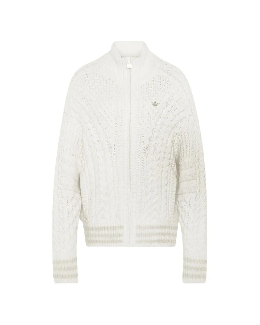 Adidas White Firebird Cable-Knit Cardigan