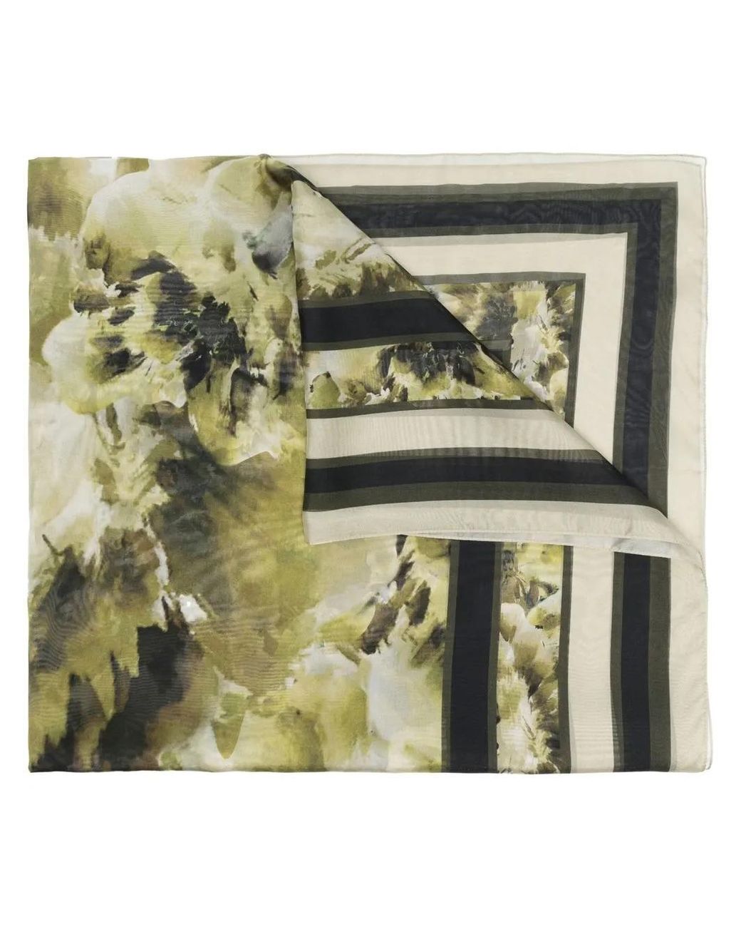 Alberta Ferretti Green Floral-Print Silk Scarf