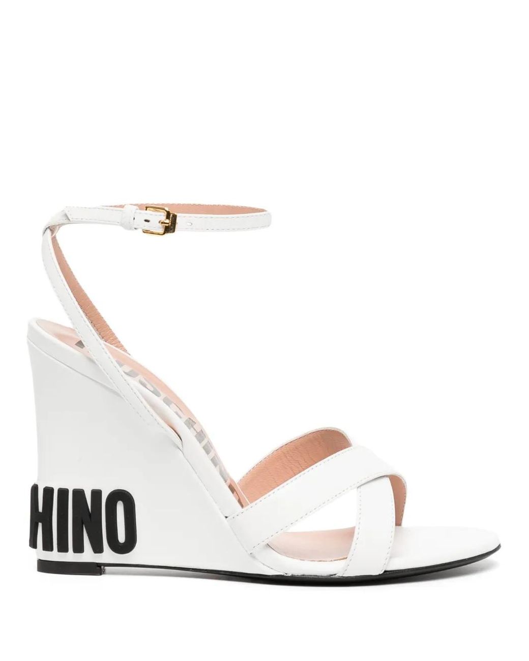 Moschino White Logo 90Mm Wedge-Heel Sandals