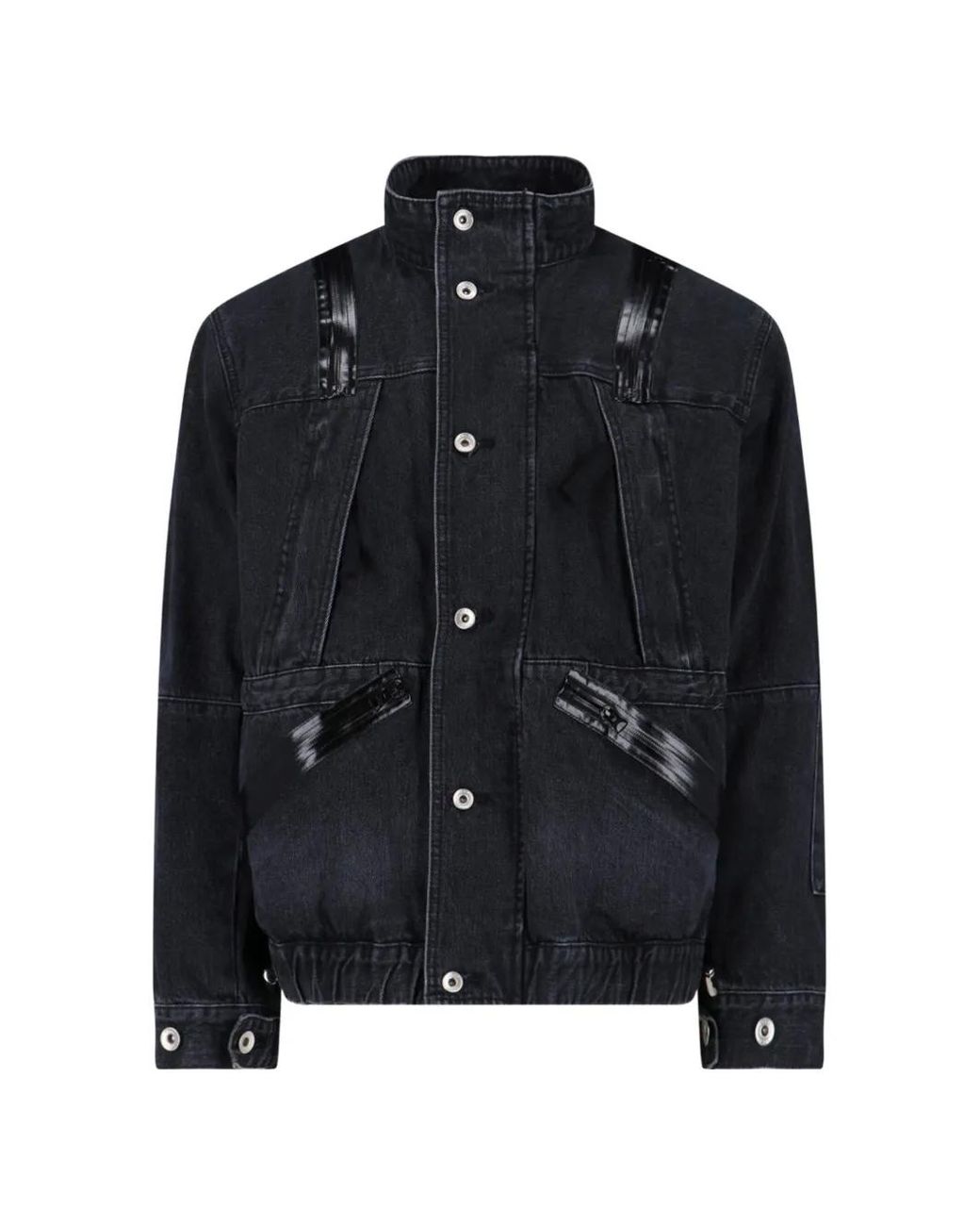 Sacai Black Zip Denim Jacket for men