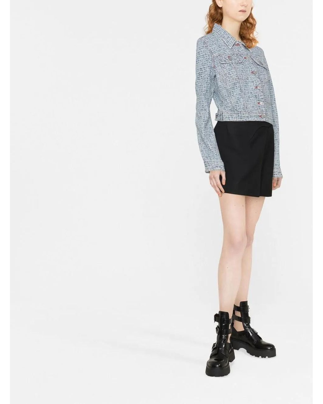 DIESEL Blue Monogram-Pattern Denim Jacket