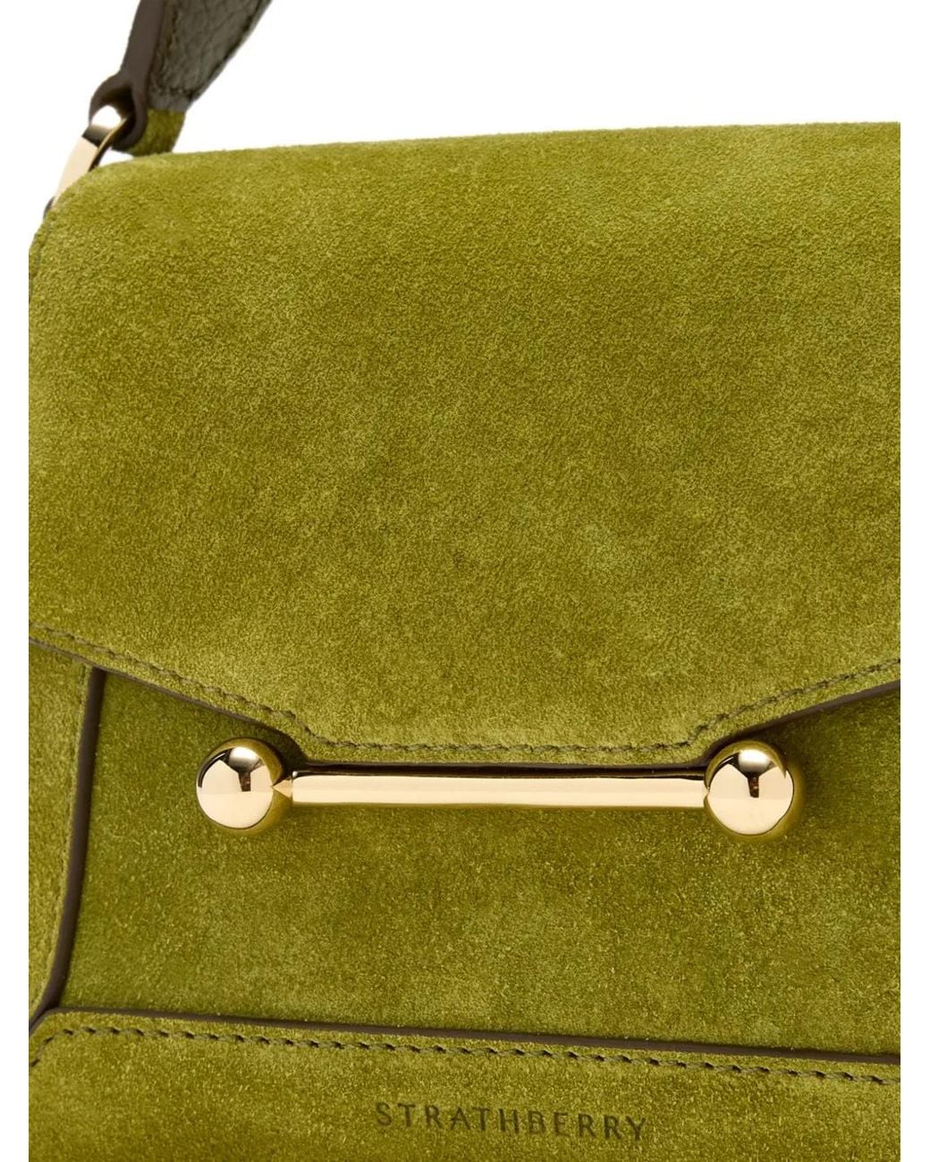 Mini Bagas Strathberry Mini Mosaic Suede Tote Bag in Green | Lyst