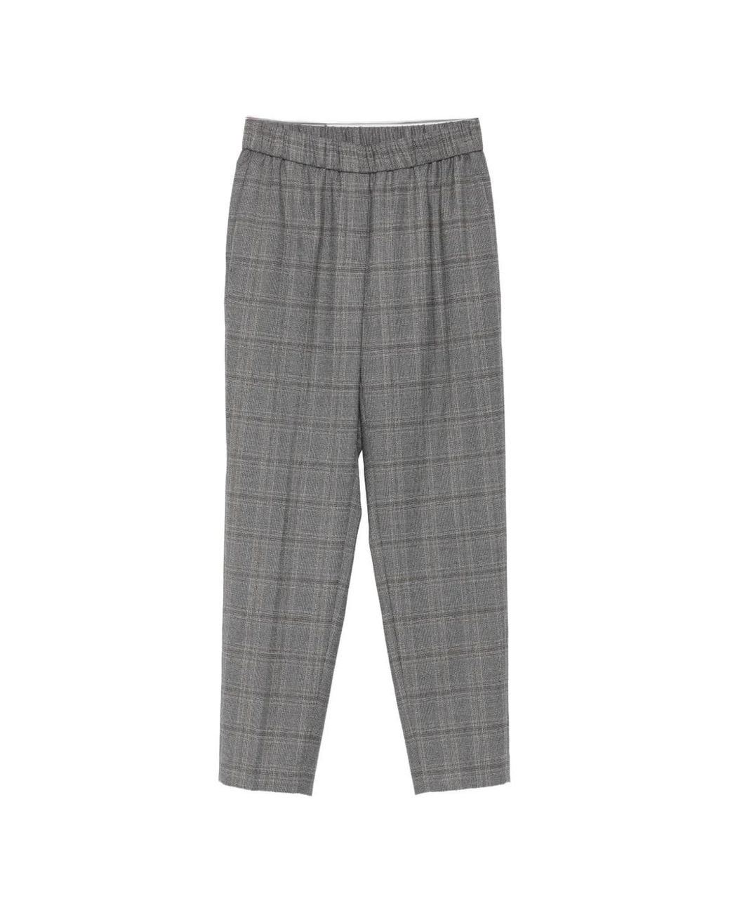 Peserico Gray Prince Of Wales Check Elasticated-Waist Tapered Trousers