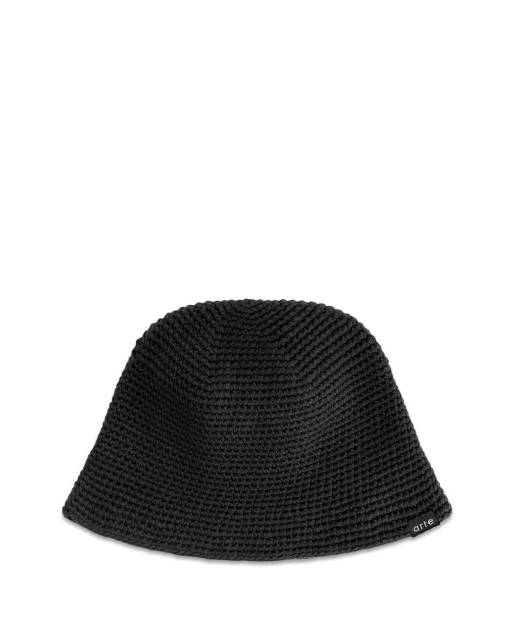 Arte' Black Crochet Bucket Hat for men