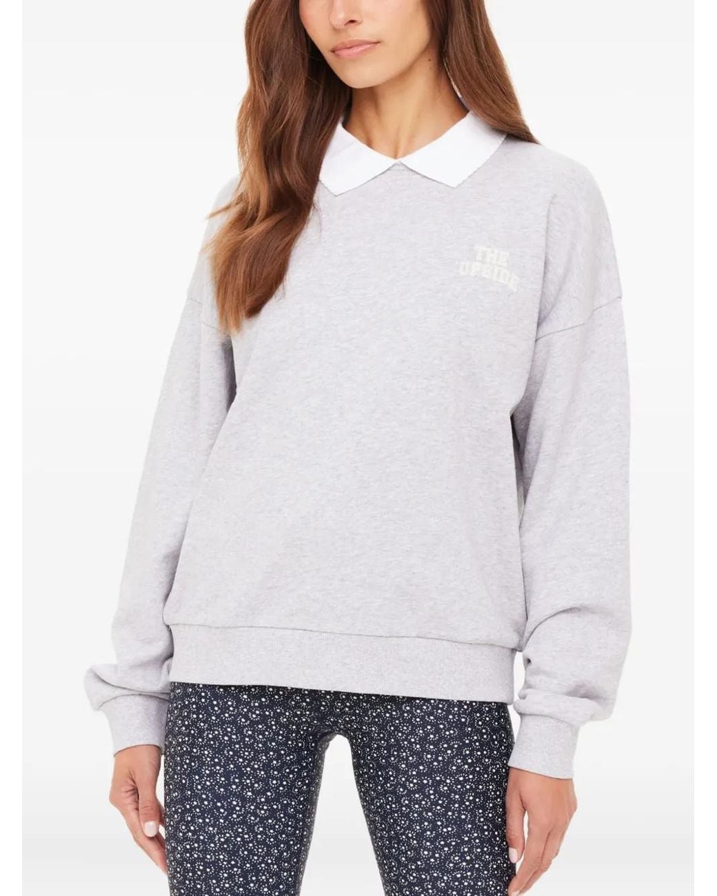 The Upside White Pascal Collared Crew-Neck Sweater