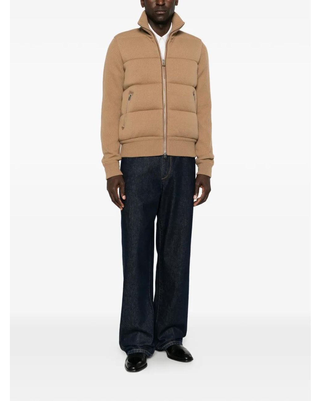 Tom Ford Natural Quilted Ribbed Jacket for men