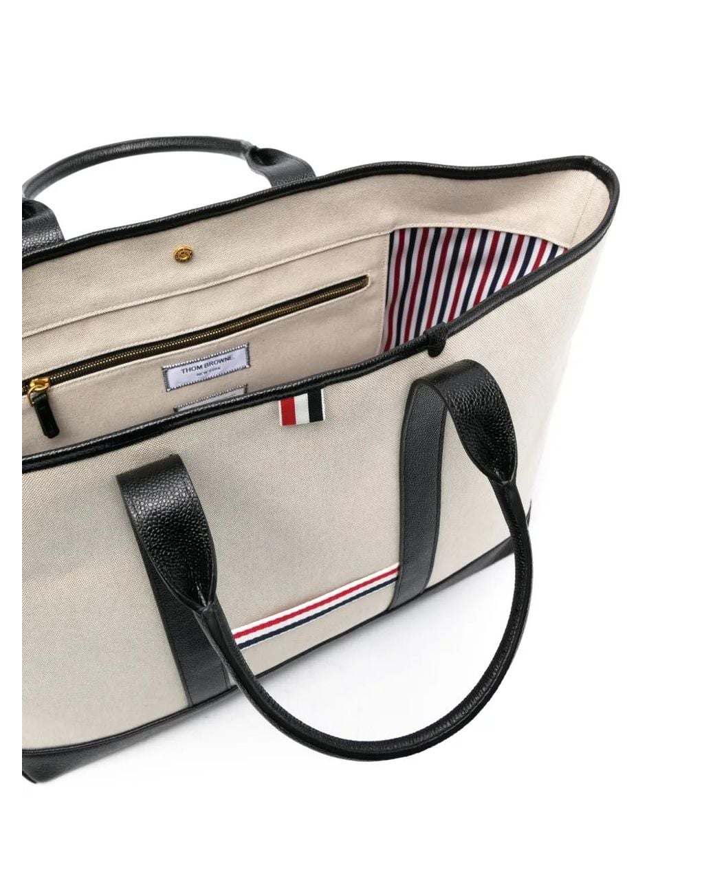Thom Browne White Medium Rwb Stripe Tote Bag