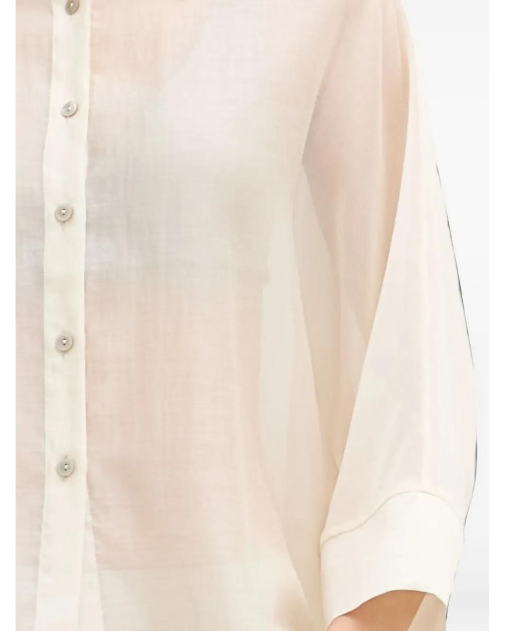 Benetton Natural Sheer Wide-Sleeve Shirt