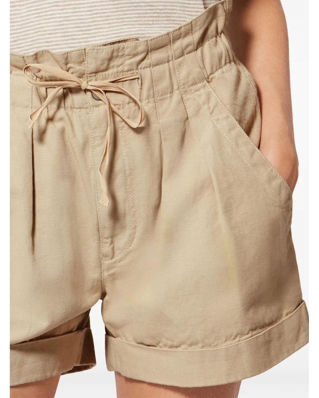 Isabel Marant Natural Cotton Linen Blend Shorts