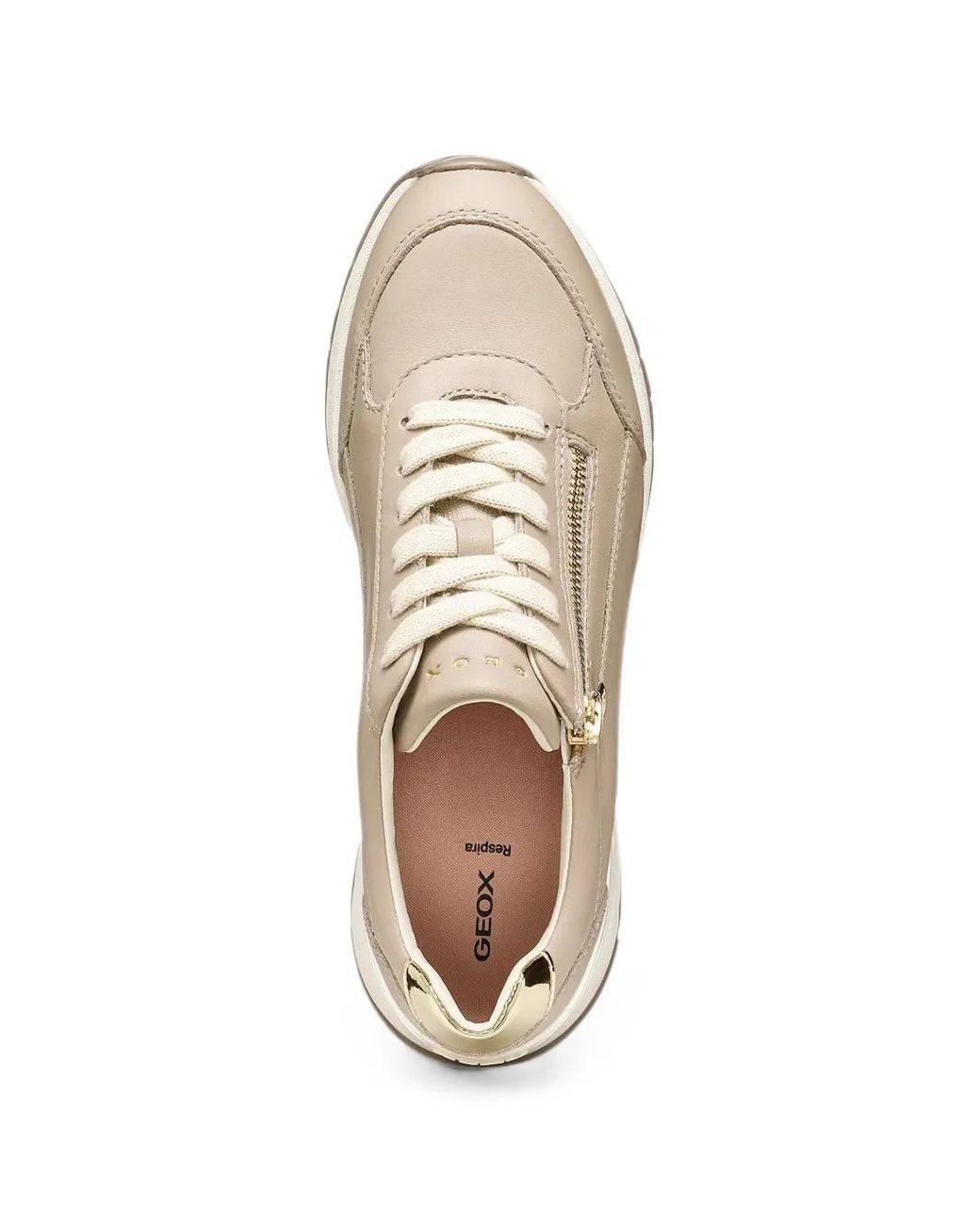 Geox White Desya Side-Zip Leather Sneakers