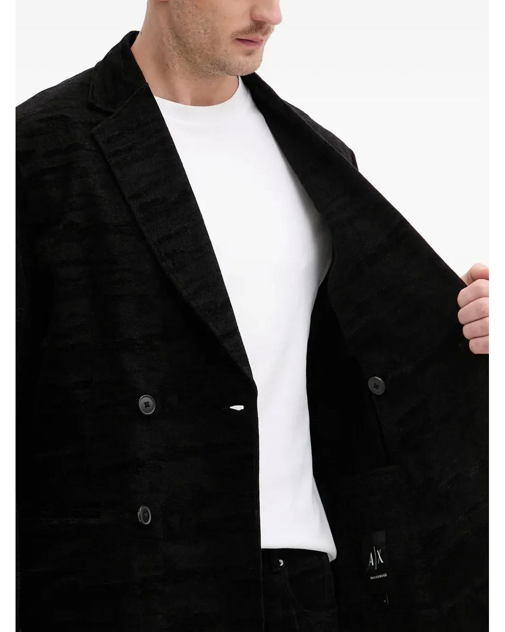 ARMANI EXCHANGE Black Jacquard Denim Jacket for men