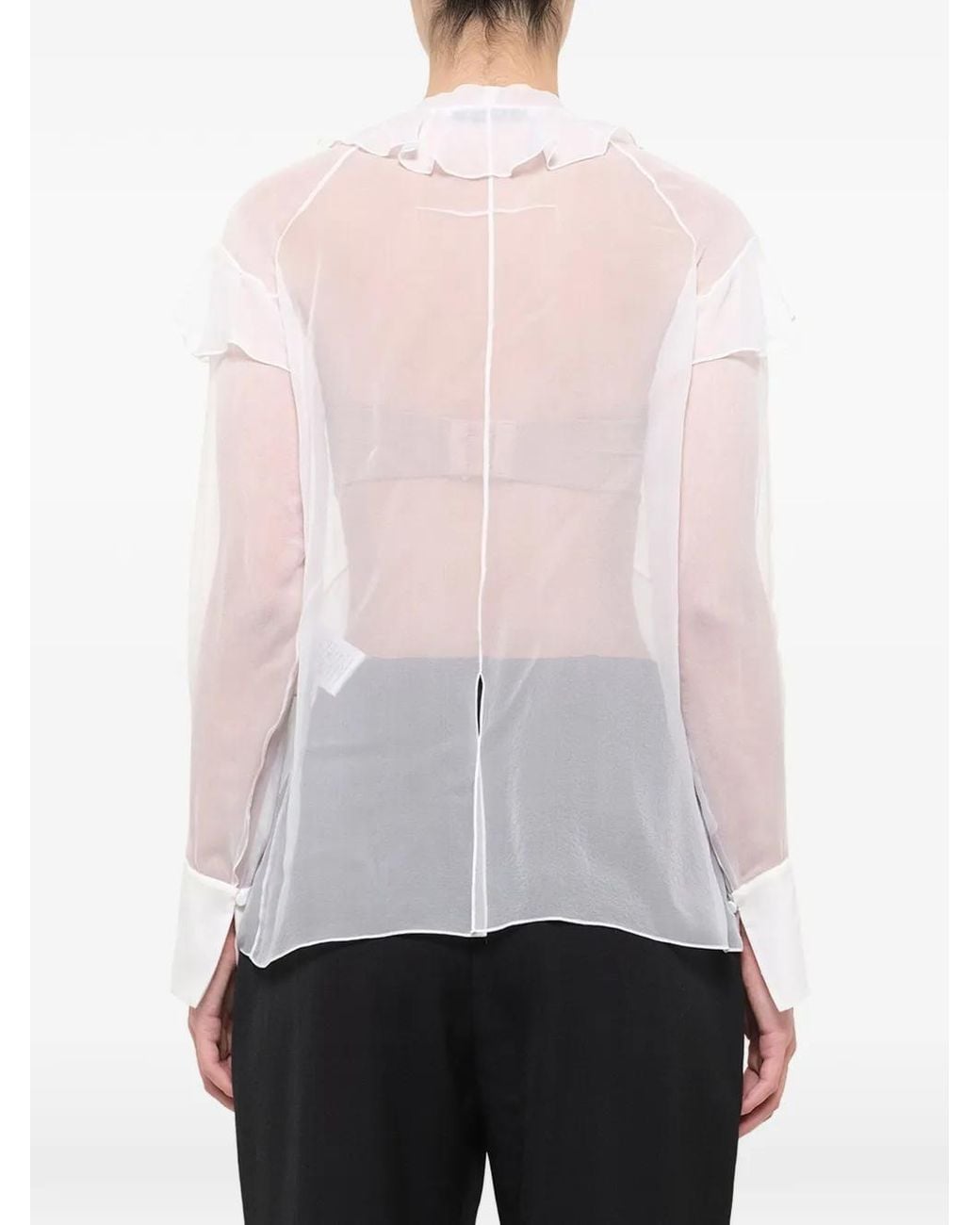 Givenchy White Ruffled Silk-Chiffon Blouse