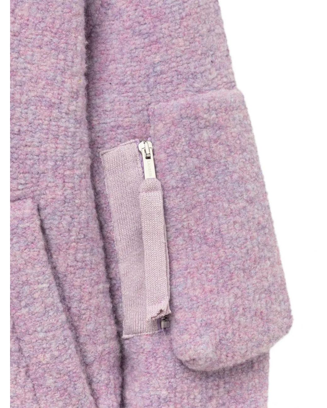 Laneus Purple Knit Zip-Up Bomber Jacket