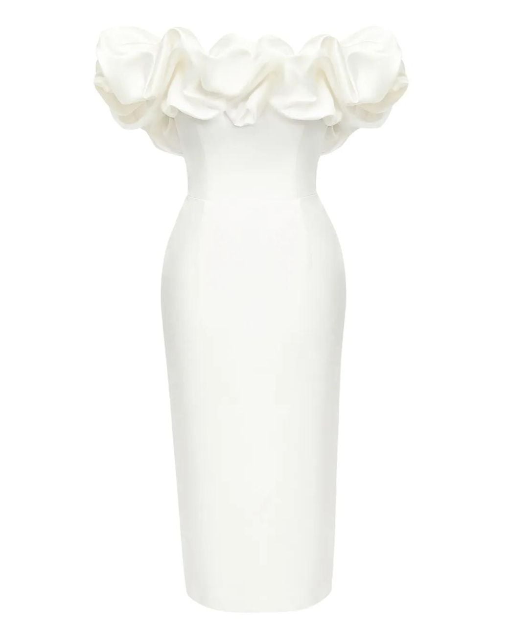 POST MERIDIEM White Meringue Midi Dress