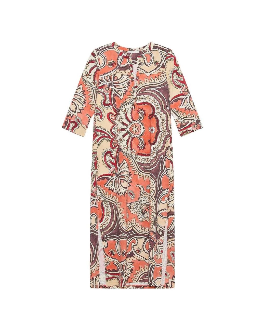 Maliparmi White Paisley-Print Midi Dress