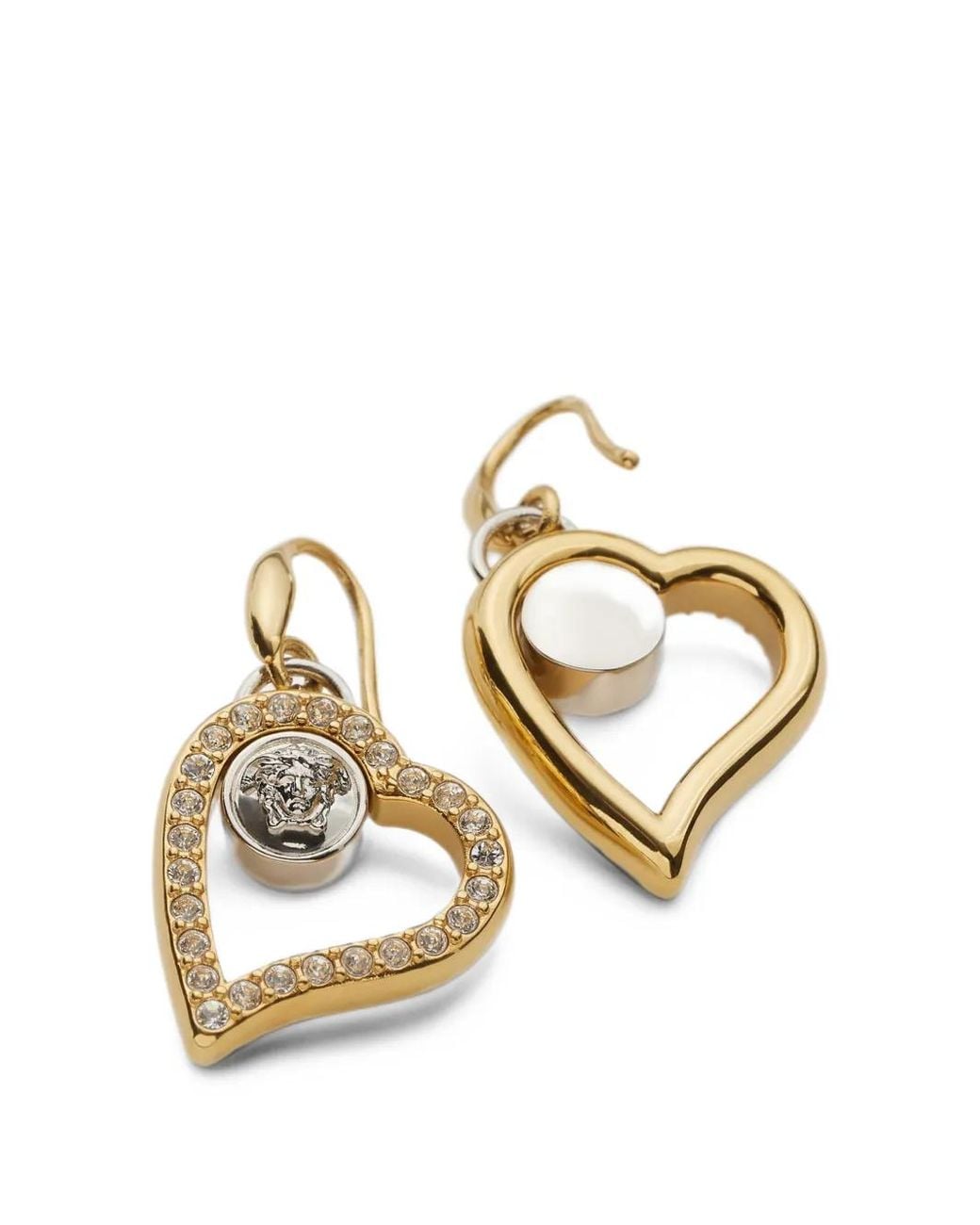Versace Brown Medusa Crystal-Embellished Heart Earrings