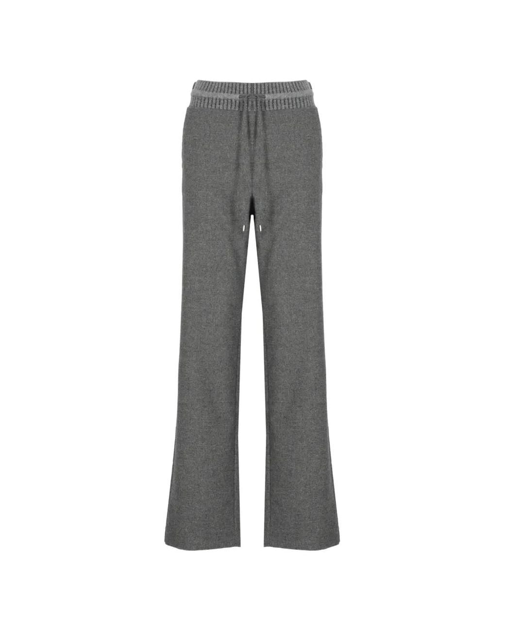 D.exterior Gray Drawstring-Waistband Straight-Leg Trousers