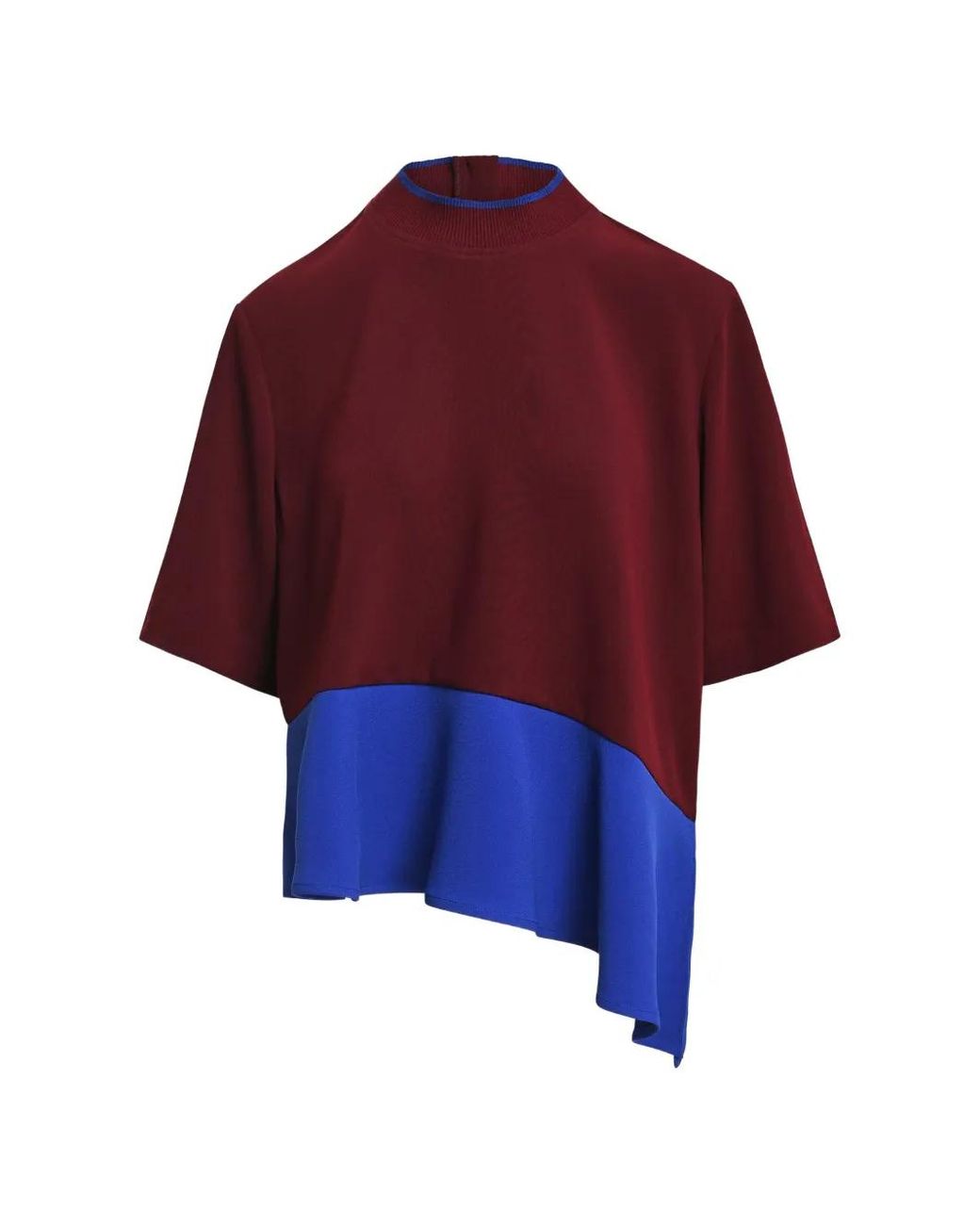 Essentiel Antwerp Red Asymmetric Colour-Block Top