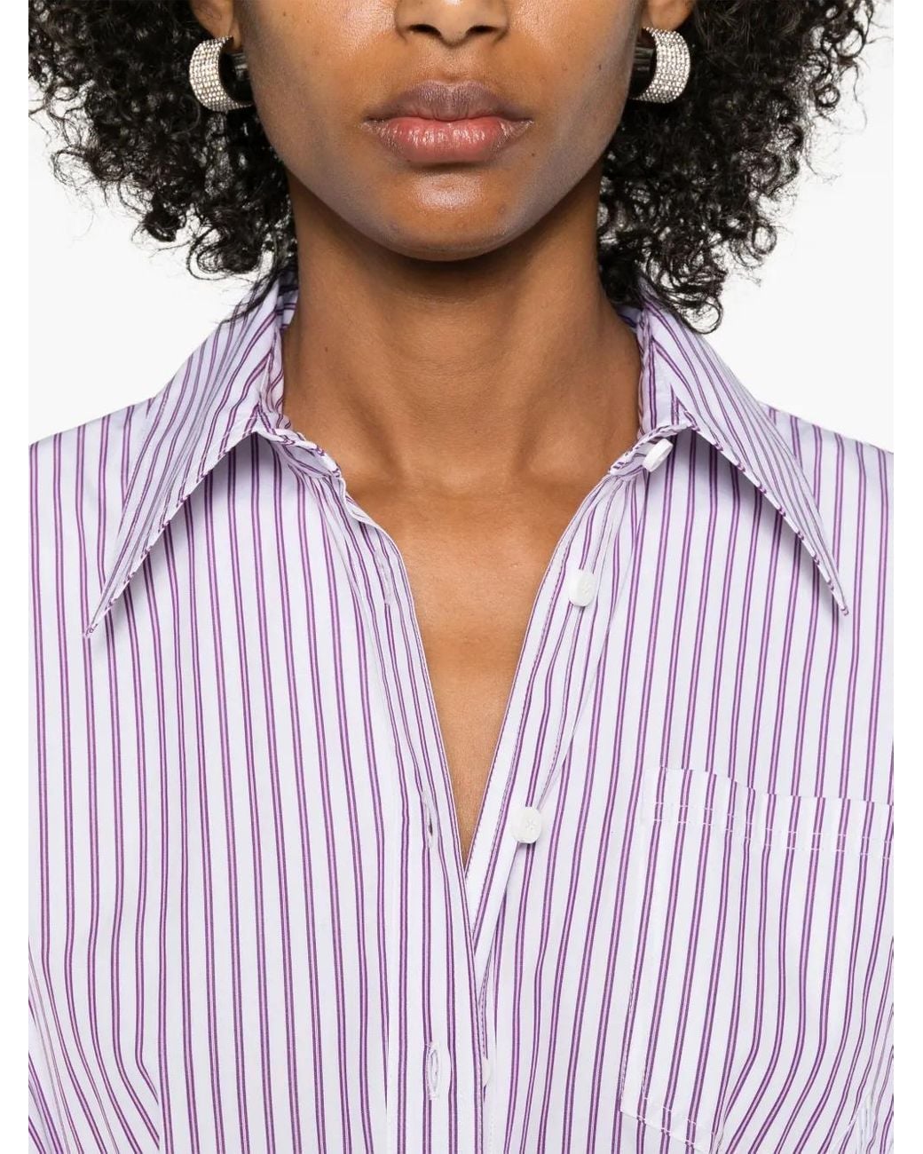 The Attico Purple Striped Shirt Dress