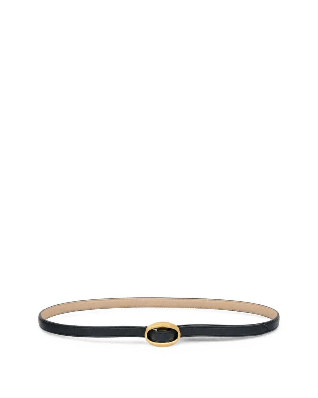 Saint Laurent White Oval-Buckle Leather Belt for men