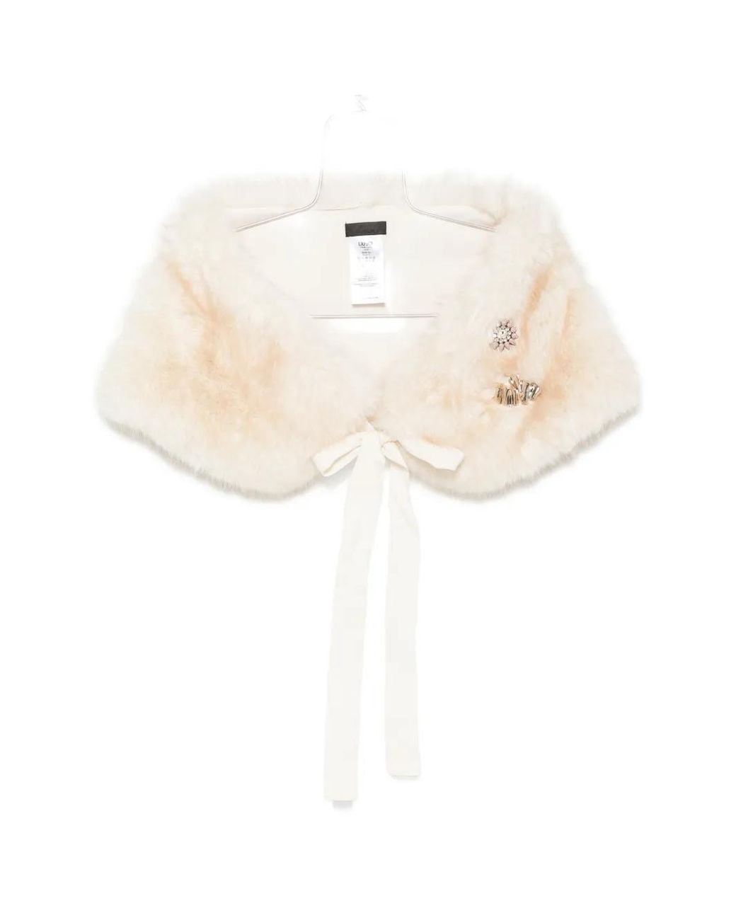 Liu Jo White Embellished Faux-Fur Scarf