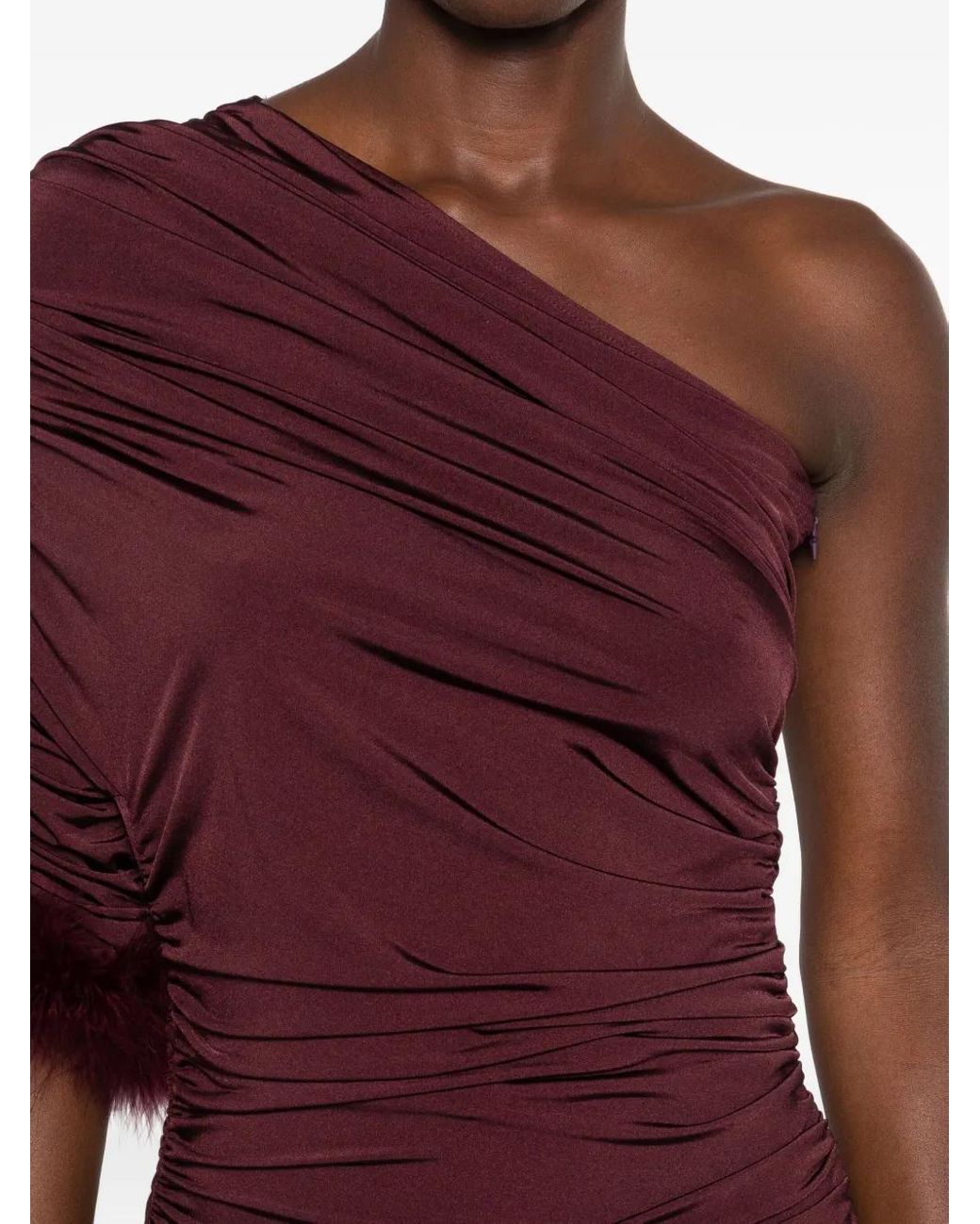 Mugler Red One-Shoulder Midi Dress