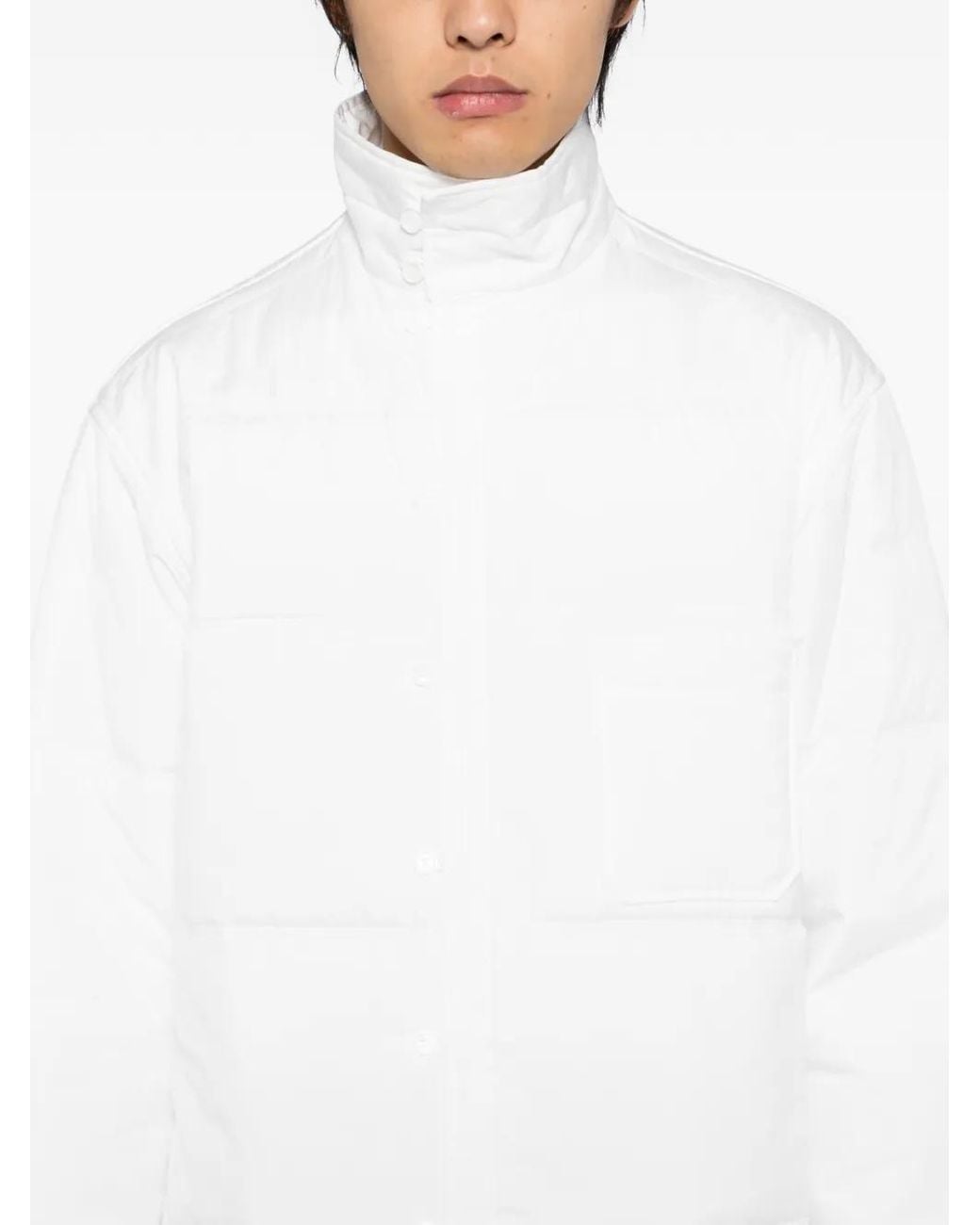 Yohji Yamamoto White Broad Loop Button Padded Jacket for men