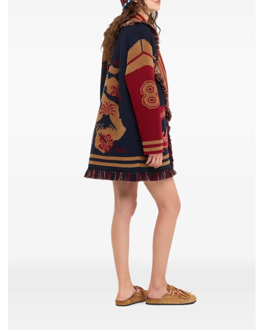Alanui Red College Of Aloha Belted Cardigan