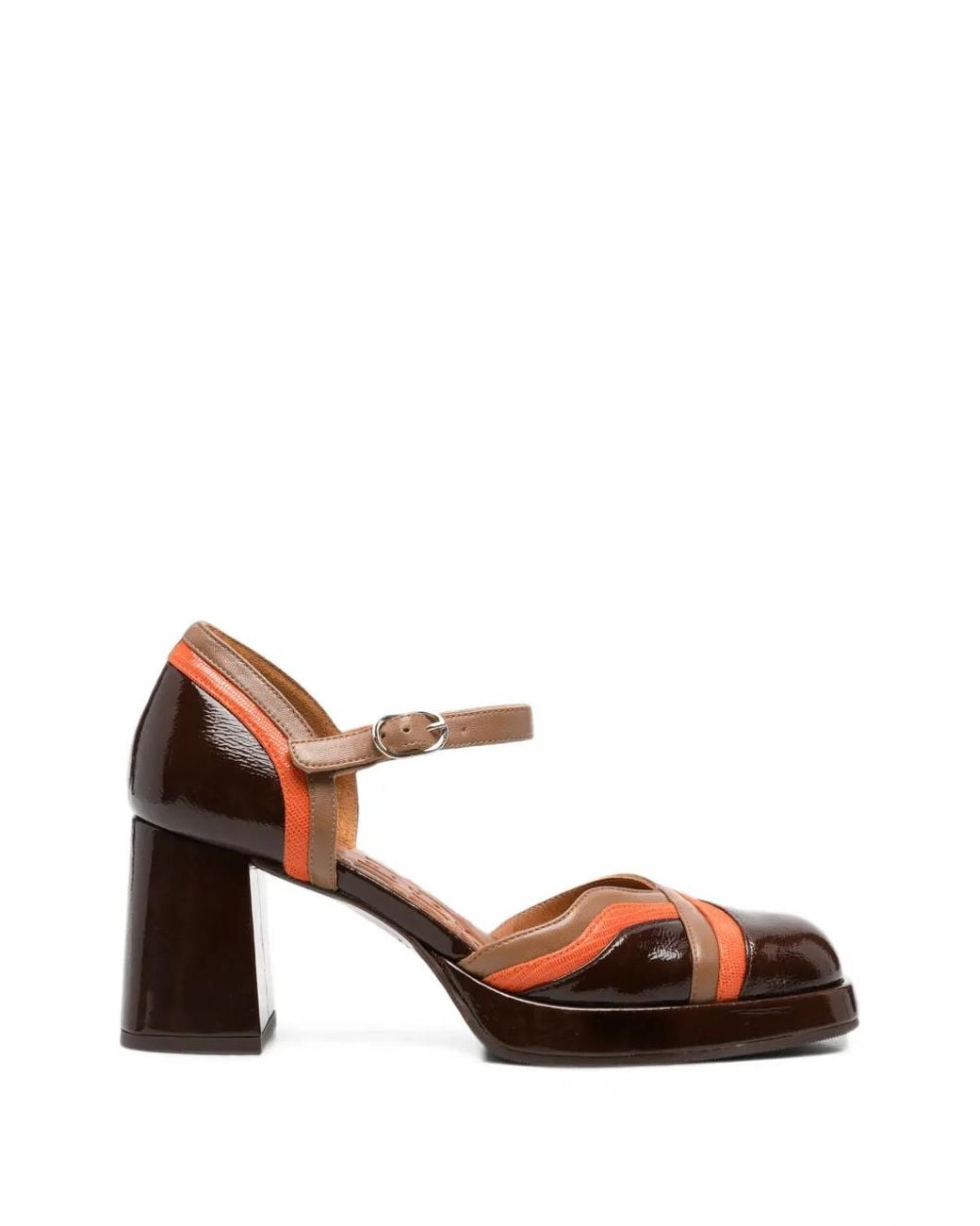 Chie Mihara Brown Kate Panelled Patent Leather Pumps
