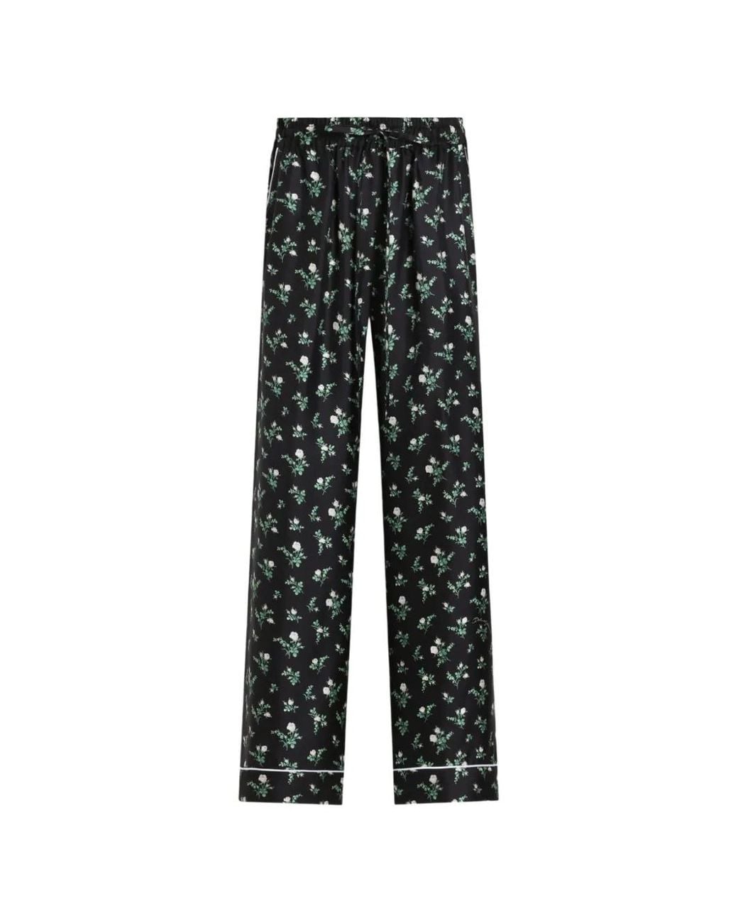 Dolce & Gabbana Black Roses And Lilies Of The Valley-Print Twill Vanity Trousers