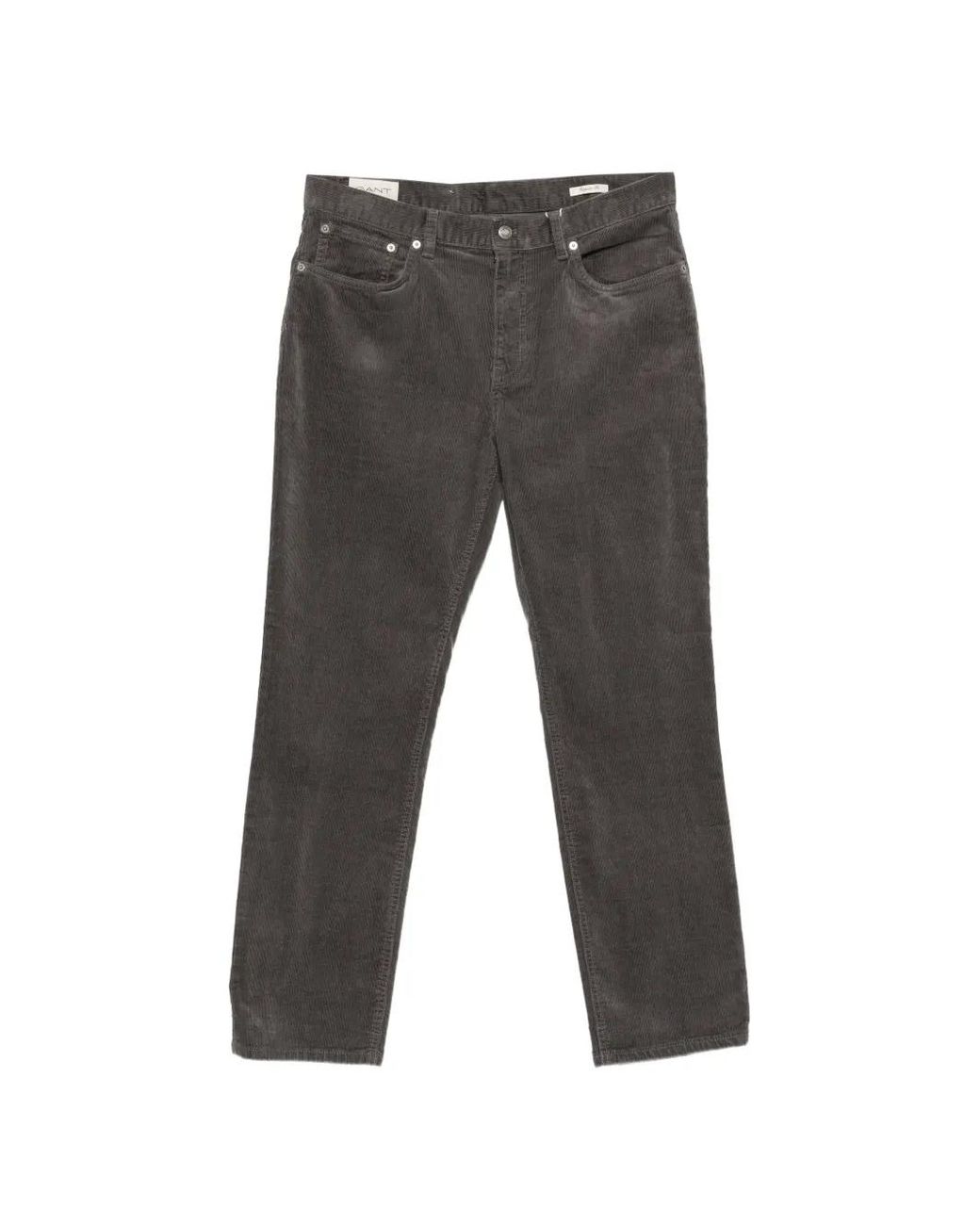 Gant Gray Corduroy Straight-Leg Trousers for men