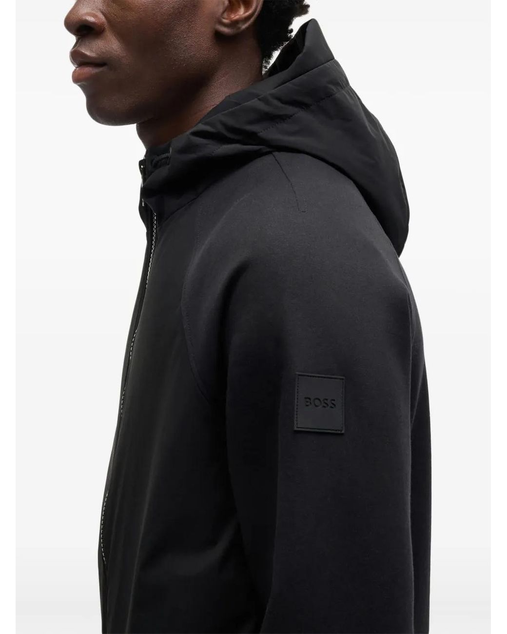 Boss Black Logo-Appliqué Hooded Jacket for men