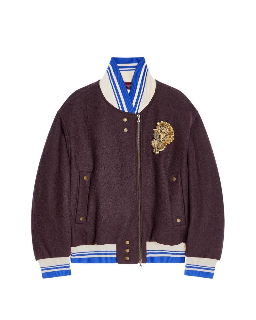 Dries Van Noten Purple Embroidered Wool Bomber