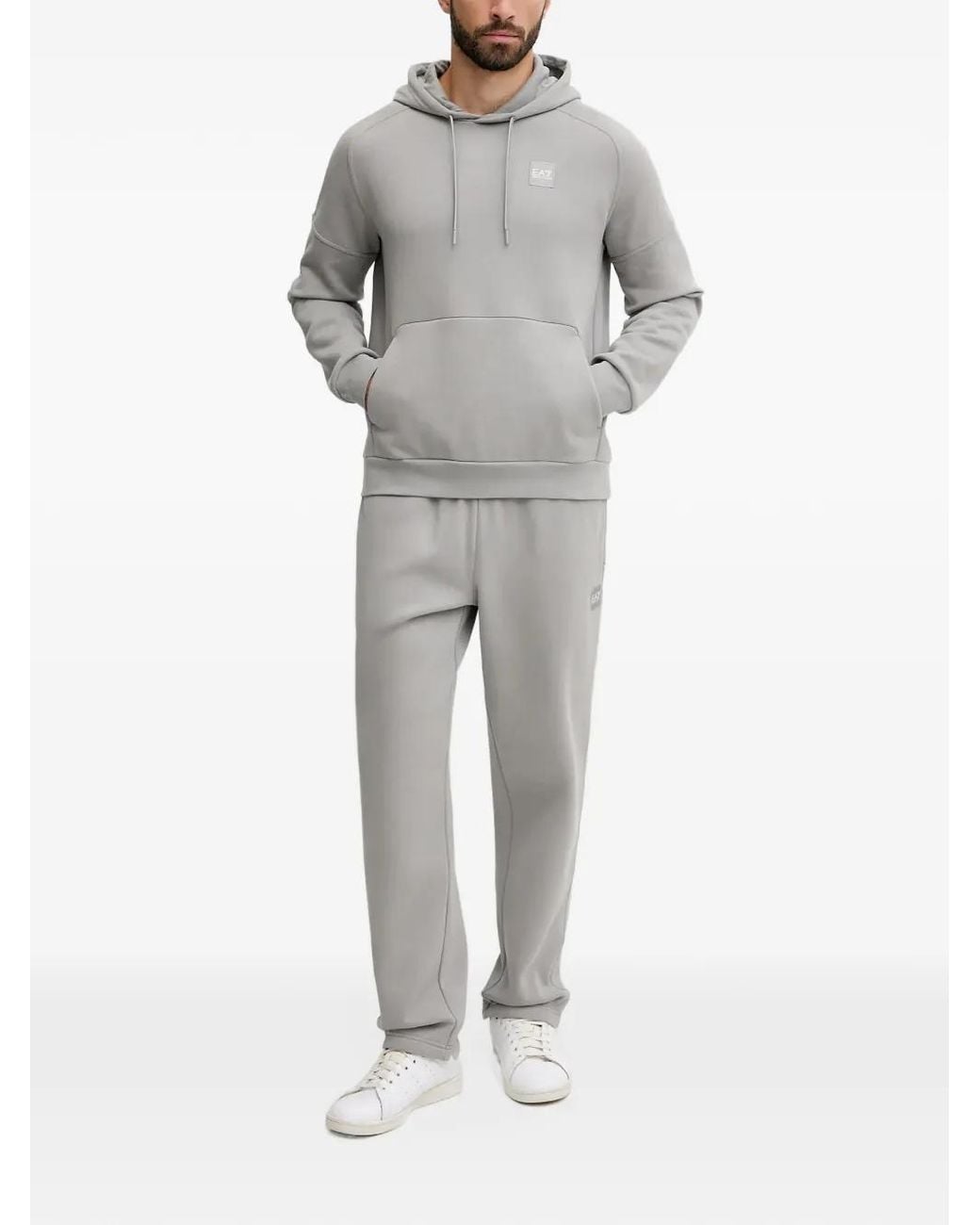 EA7 Gray Logo-Print Drawstring Tracksuit for men